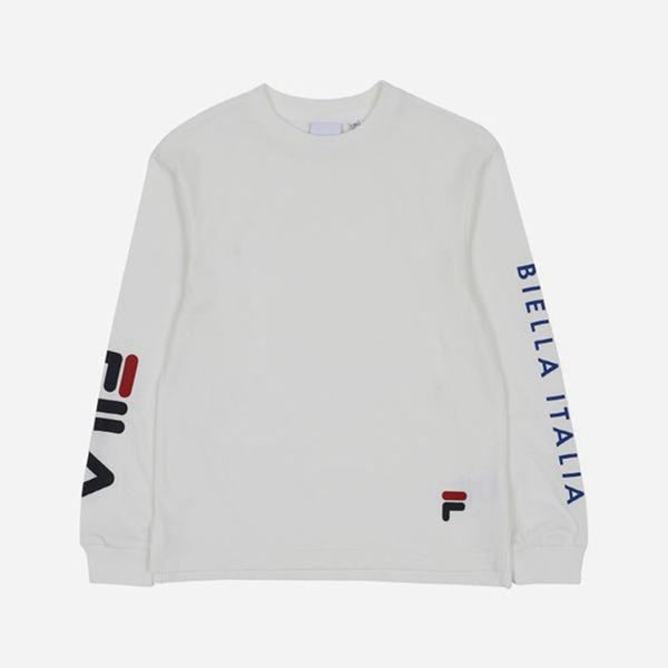 Fila Tričká Detske Biele - Biella Italia Crew Neck L/S Vypredaj - Slovakia 49517-OMYA